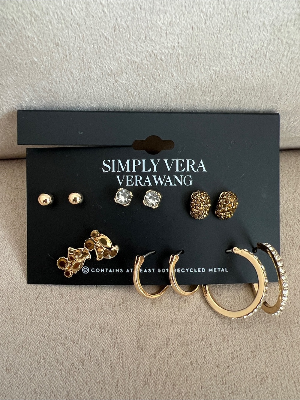 NWT Simply Vera Vera Wang Gold-Tone 6-Pair Earring Set for Pierced Ears